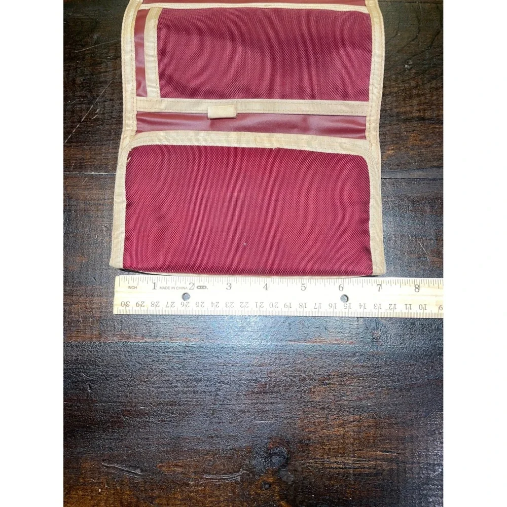 New Visions‎ Burgundy Canvas Tri Fold Organizer Wallet Pouch